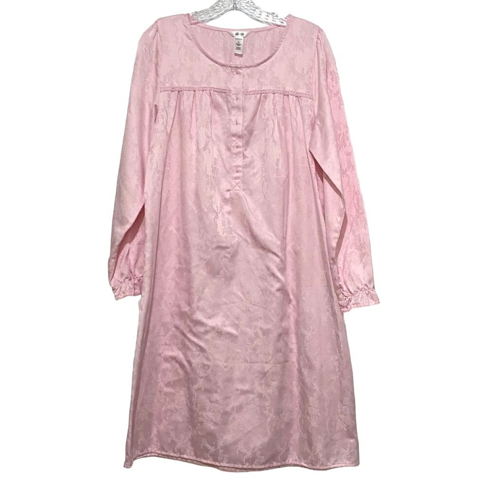 Adonna Satin Pink Nightgown S‎ Floral Cottagecore Fairycore Soft Girl Coquette